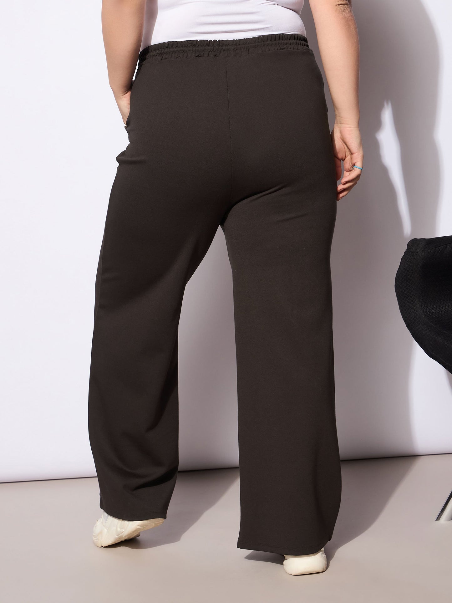 Women's Dark Brown Roma Elasticated Straight Pan