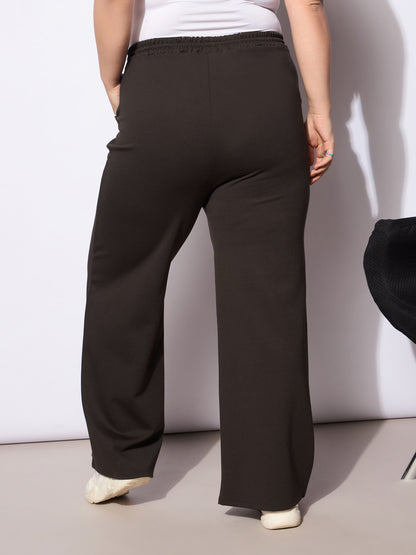 Women's Dark Brown Roma Elasticated Straight Pan