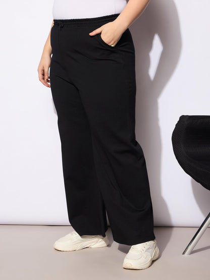 Women's Black Roma Elasticated Straight Pan