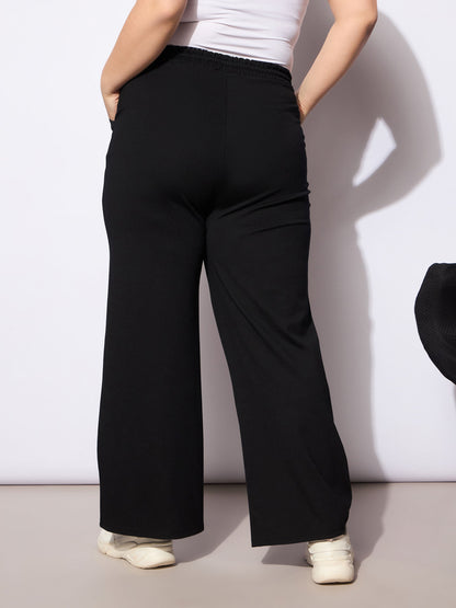 Women's Black Roma Elasticated Straight Pan