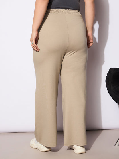 Women's Light Beige Roma Elasticated Straight Pan