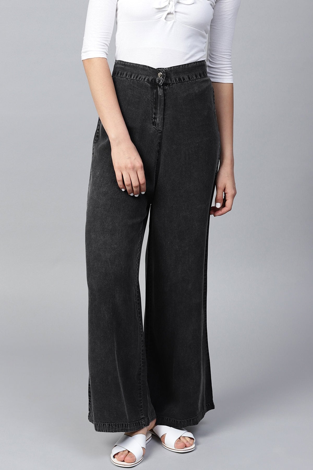 Women's Grey Denim Pants