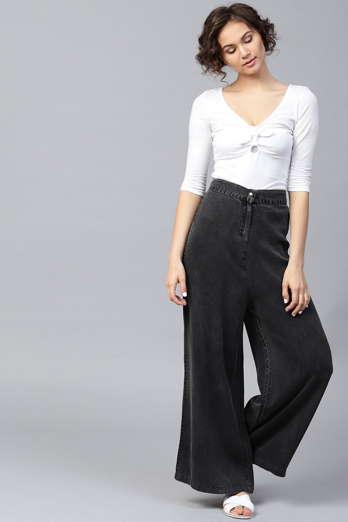 Women's Grey Denim Pants