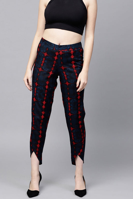 Women's Navy Tie-Dye Dhoti Pants