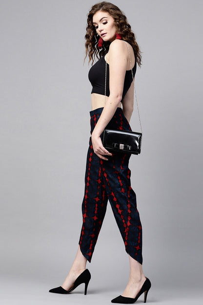 Women's Navy Tie-Dye Dhoti Pants