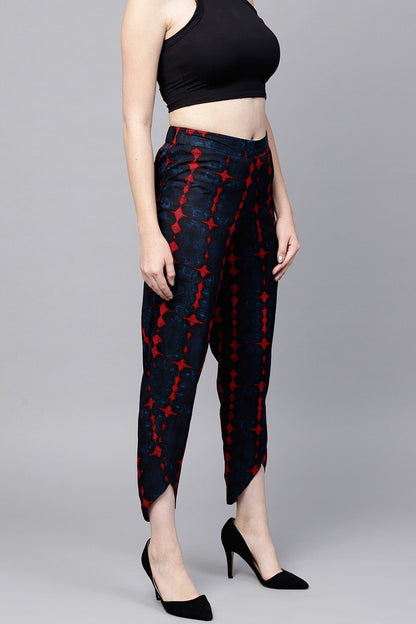 Women's Navy Tie-Dye Dhoti Pants