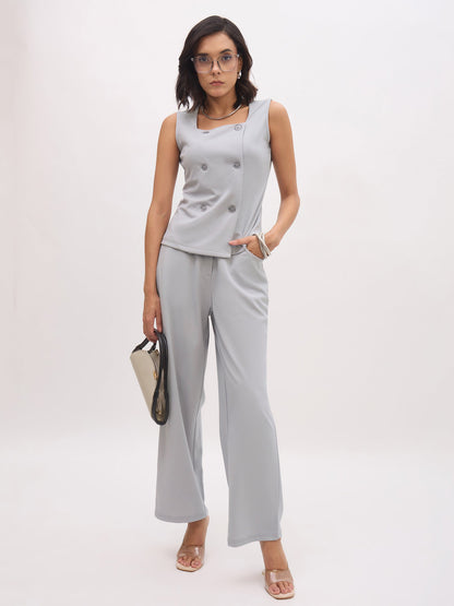 Women's Grey Cross Pocket Straight Pants
