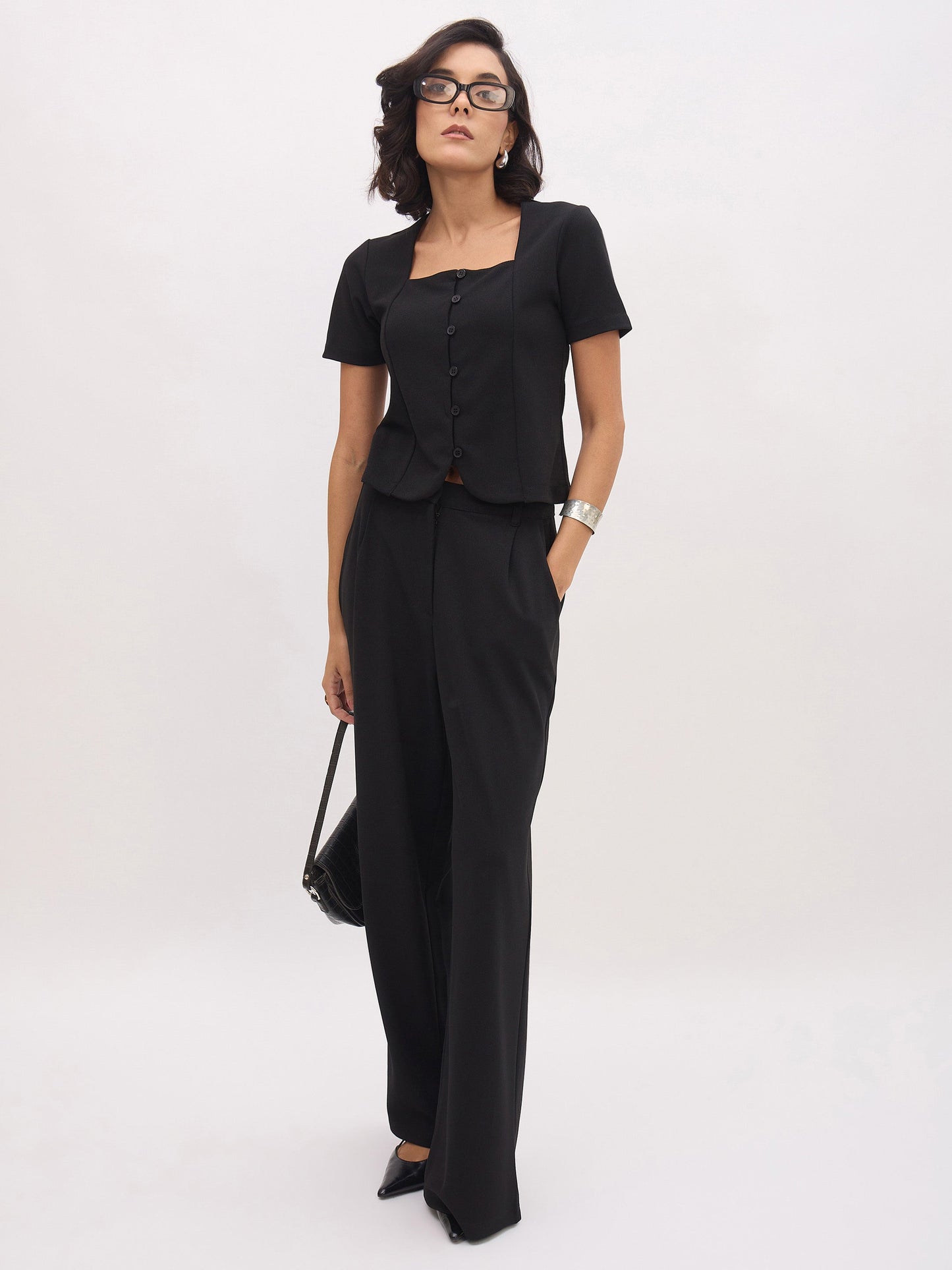Women's Black Cross Pocket Pants