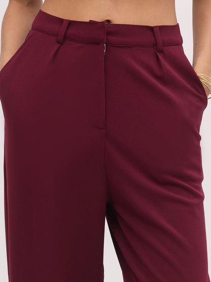 Women's Burgundy Cross Pocket Pants