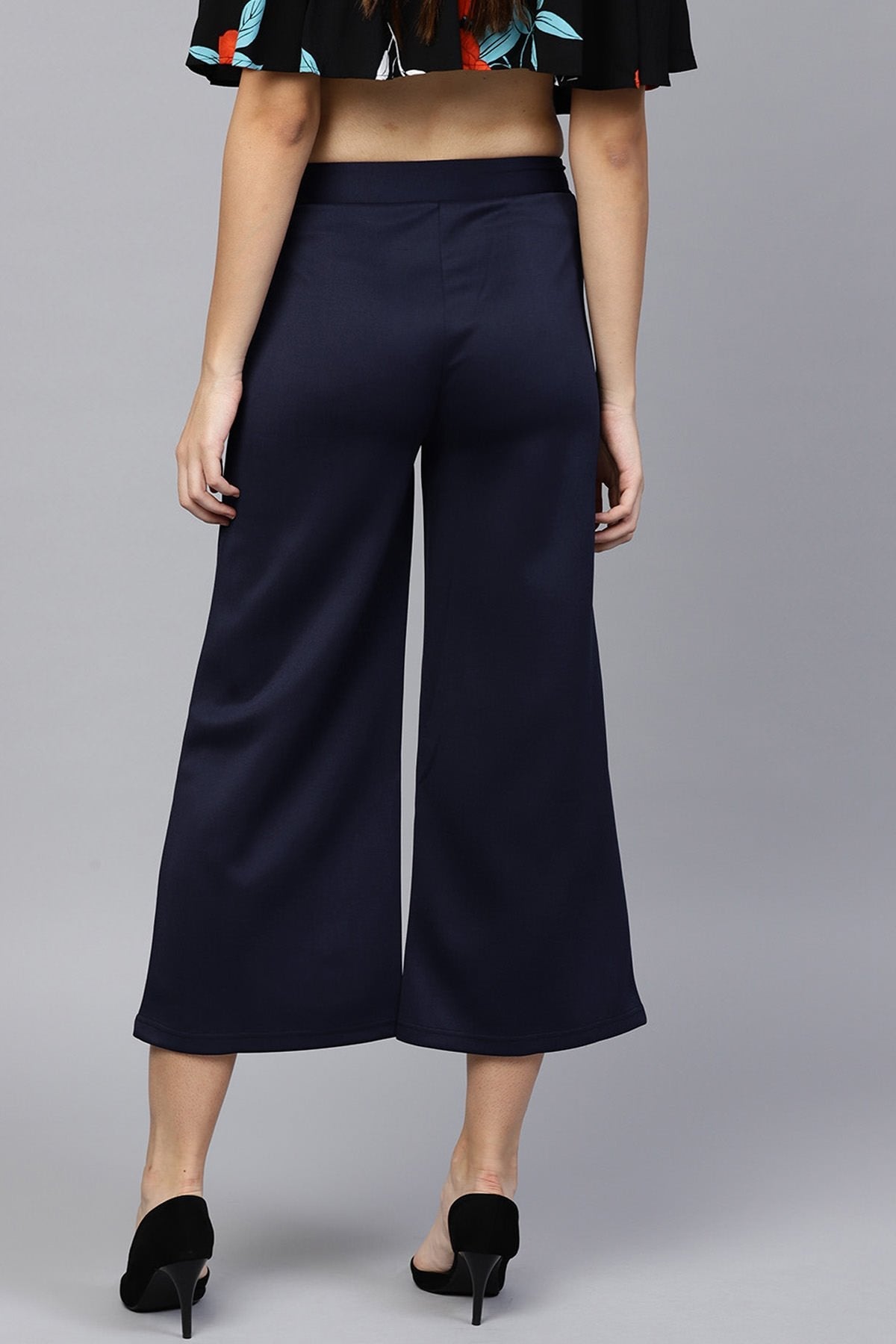 Women's Navy Scuba Front Zipper Pants
