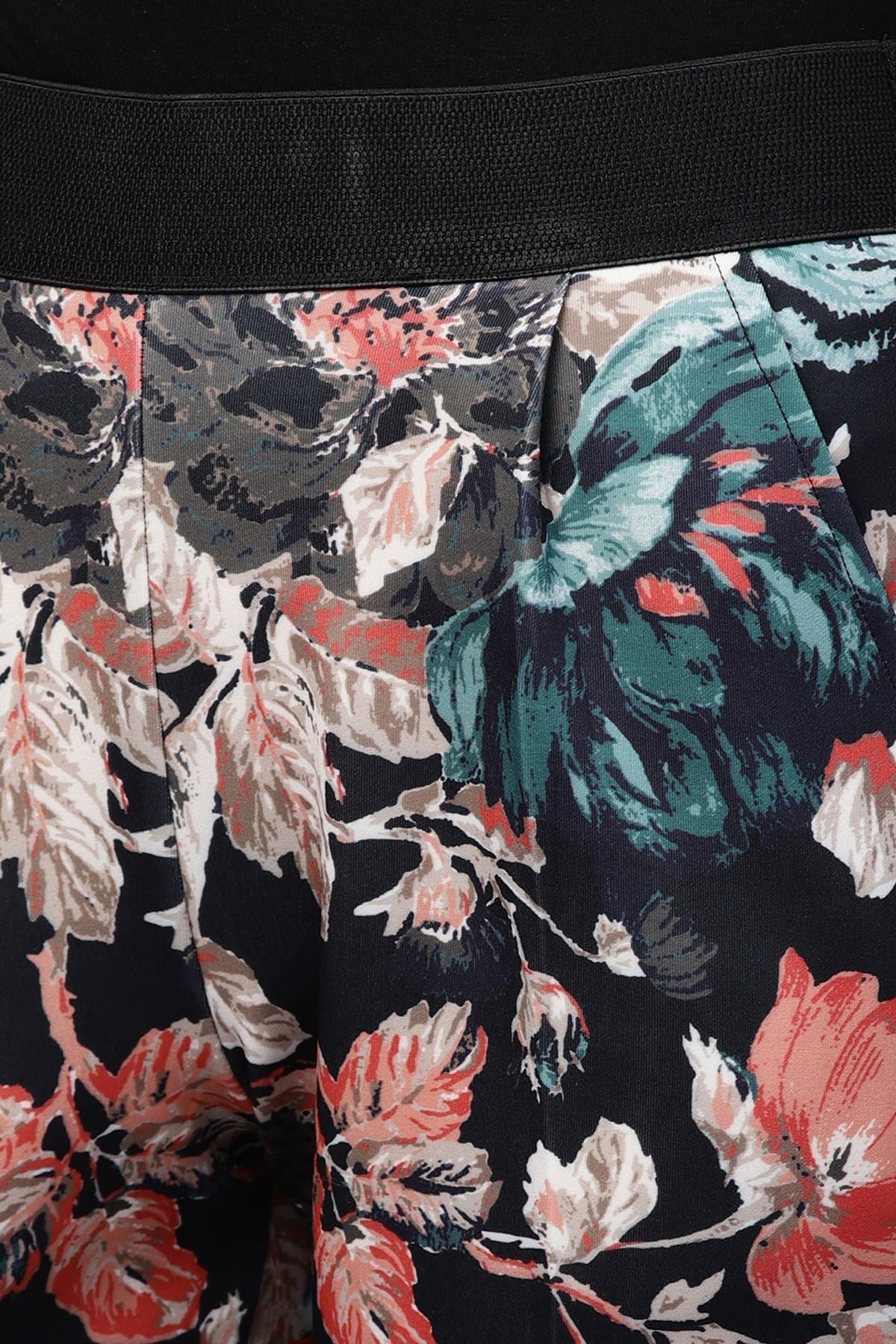 Women's Black Floral Scuba Tailored Pants