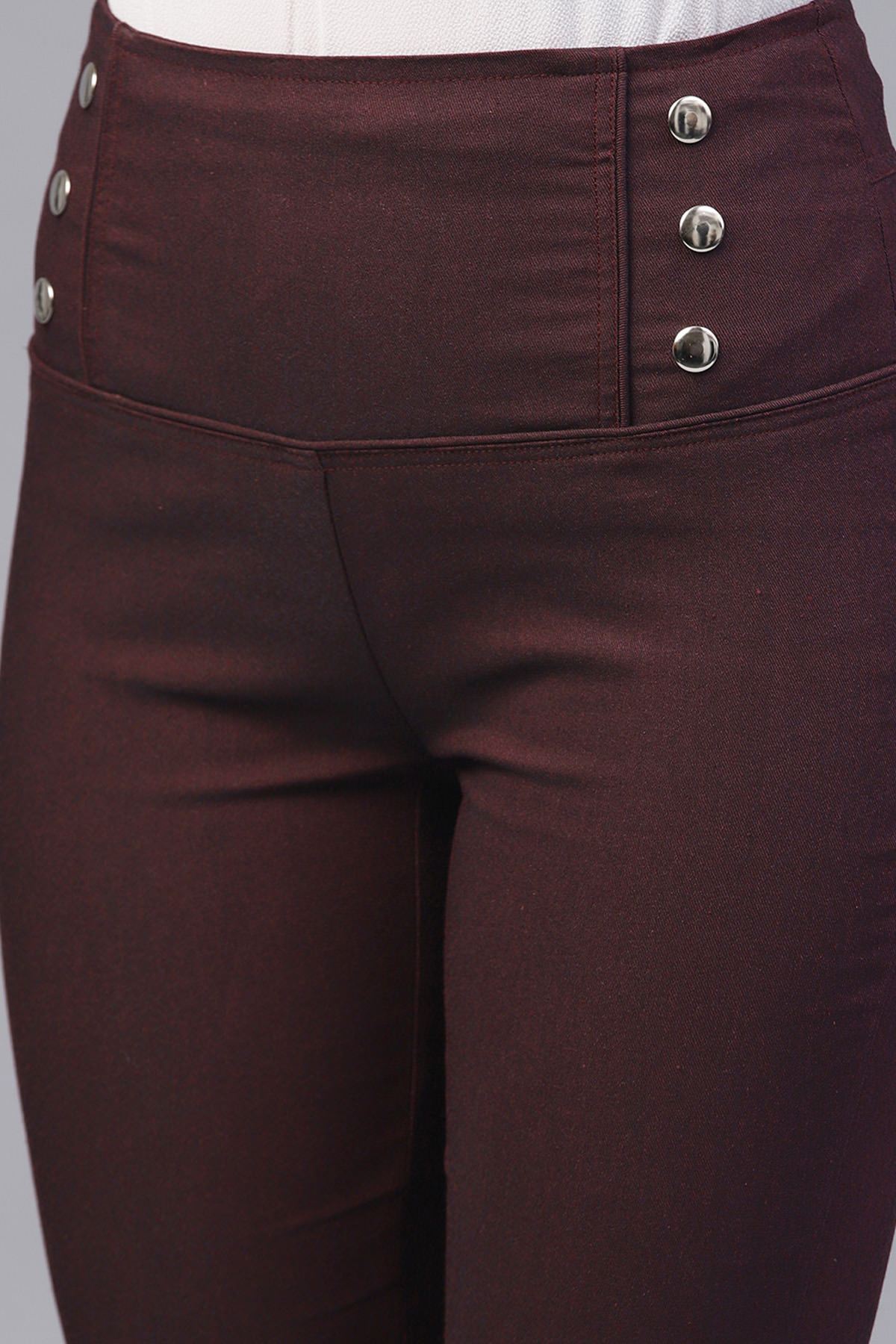 Women's Burgundy High Waisted Jeggings