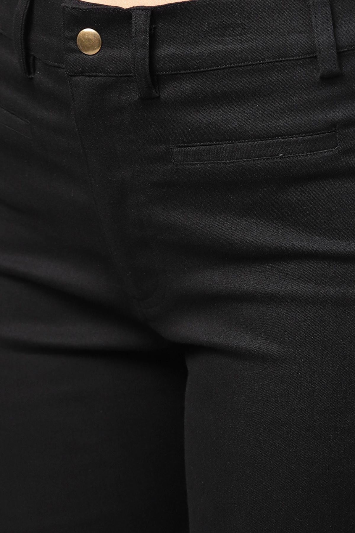 Women's Black Side Tape Bell Bottom Pants