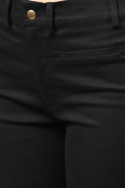 Women's Black Side Tape Bell Bottom Pants