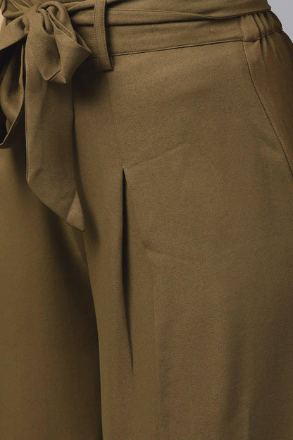 Women's Olive Wrap Belted Pants