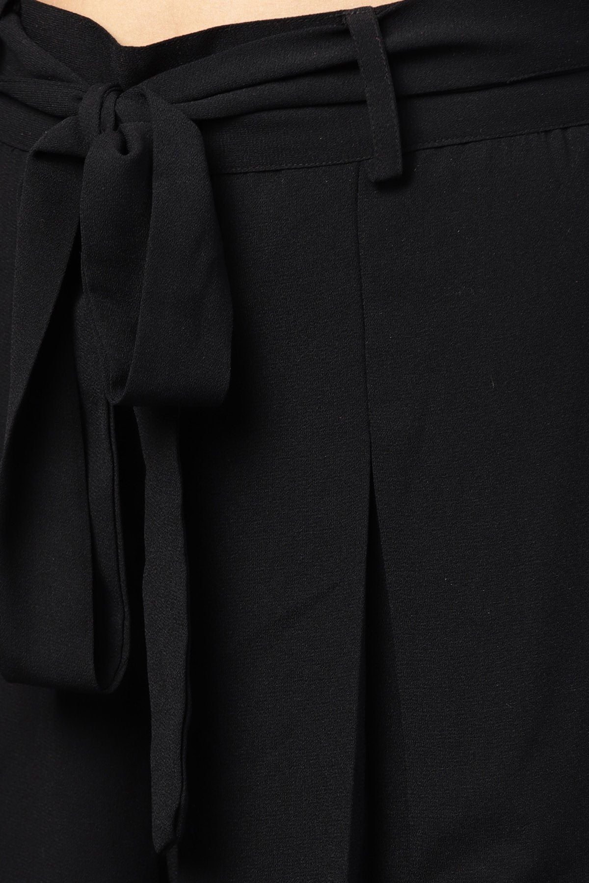 Women's Black Wrap Belted Pants