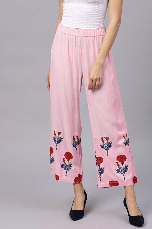 Women's Pink Floral Palazzo Pants