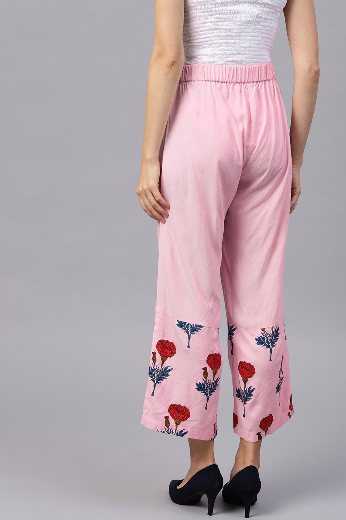 Women's Pink Floral Palazzo Pants