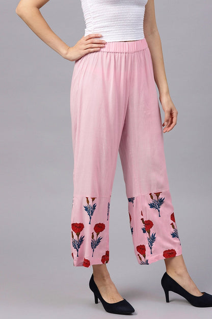 Women's Pink Floral Palazzo Pants
