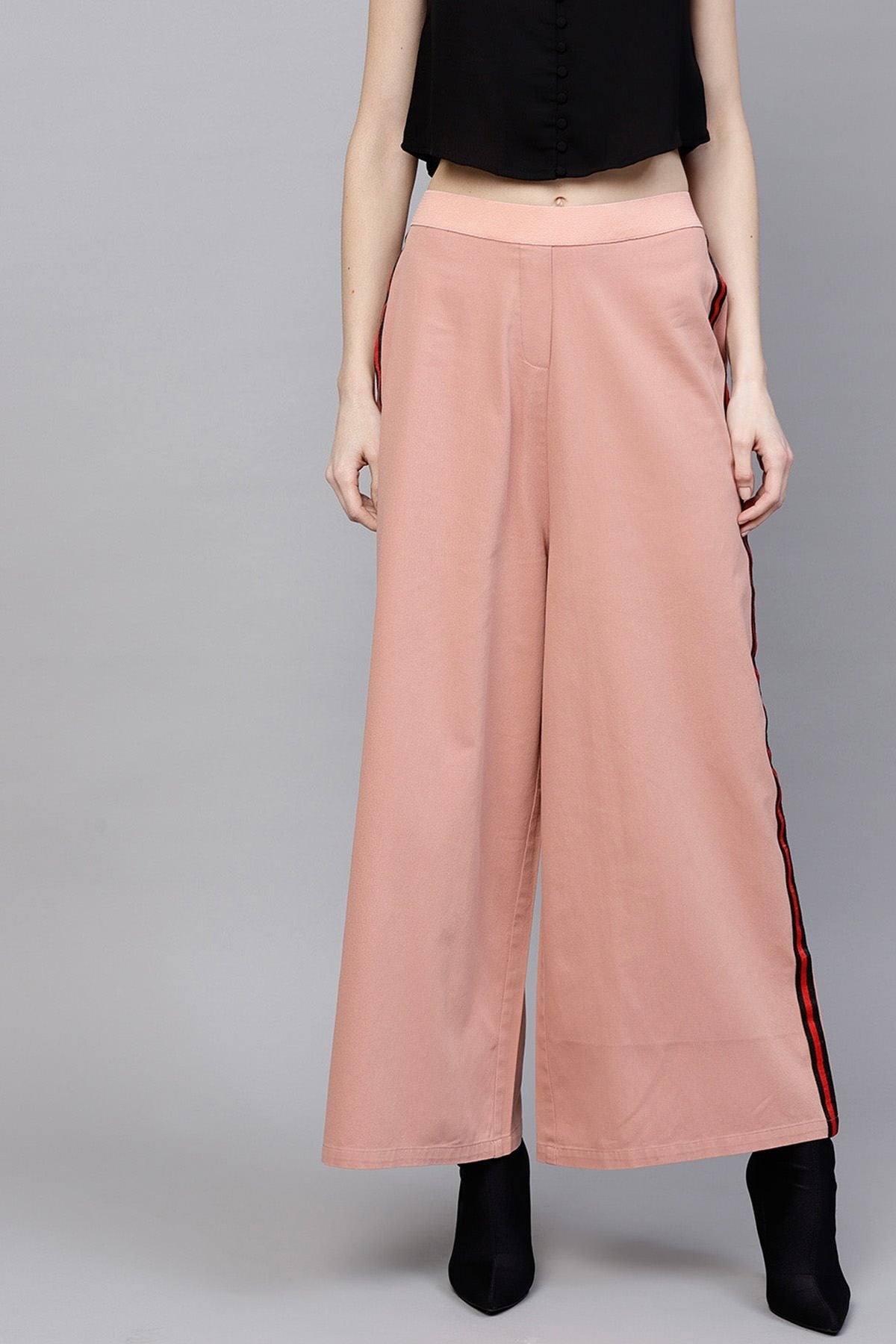 Women's Pink Denim Side Tape Pants