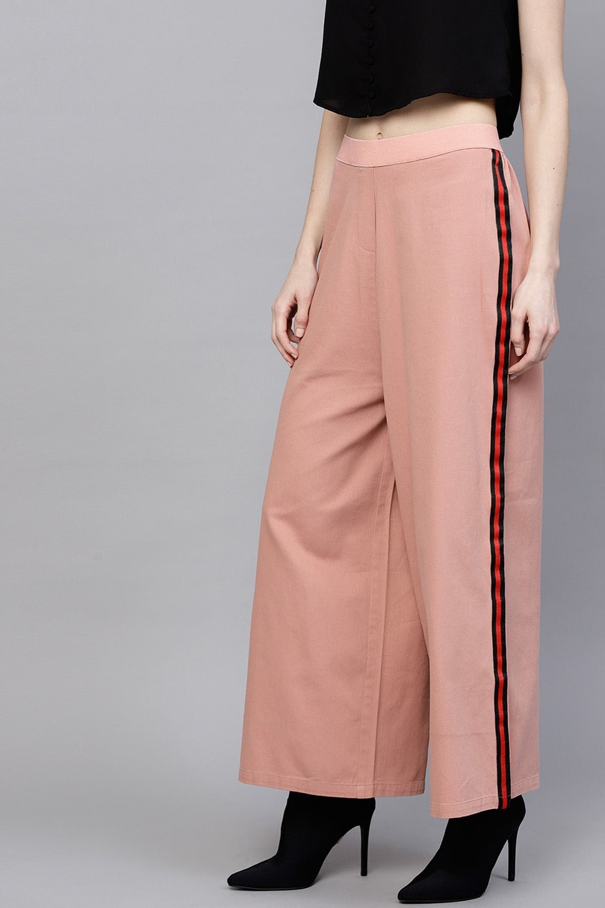 Women's Pink Denim Side Tape Pants