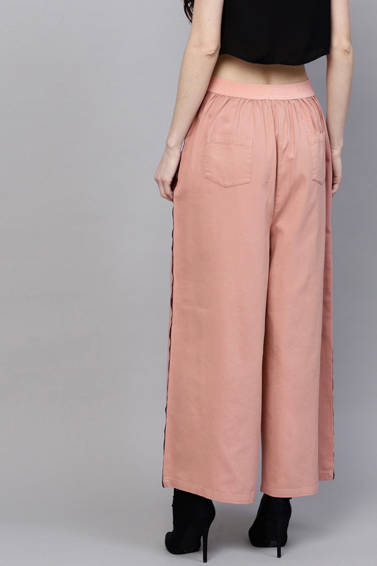 Women's Pink Denim Side Tape Pants