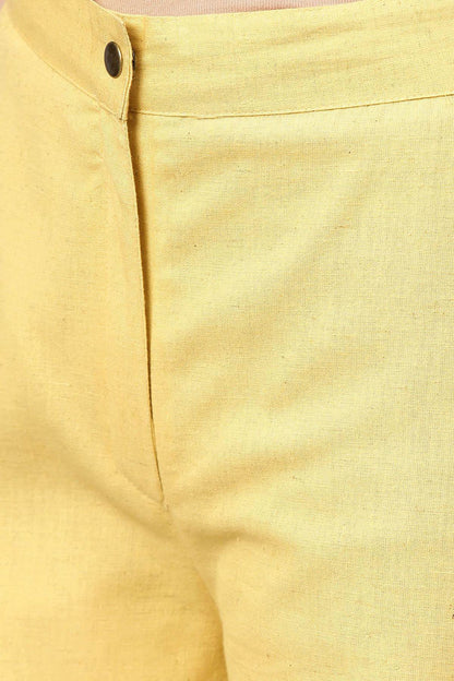 Women's Yellow Side Slit Flared Pants