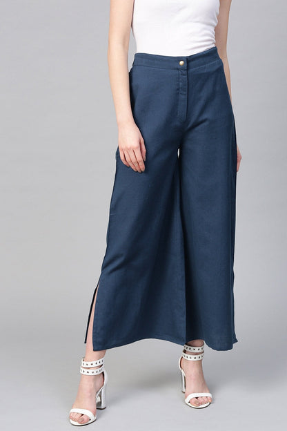 Women's Indigo Side Slit Flared Pants