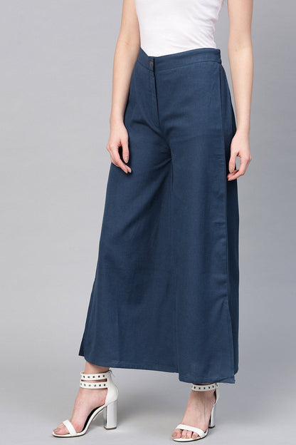 Women's Indigo Side Slit Flared Pants