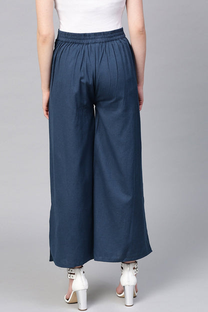 Women's Indigo Side Slit Flared Pants