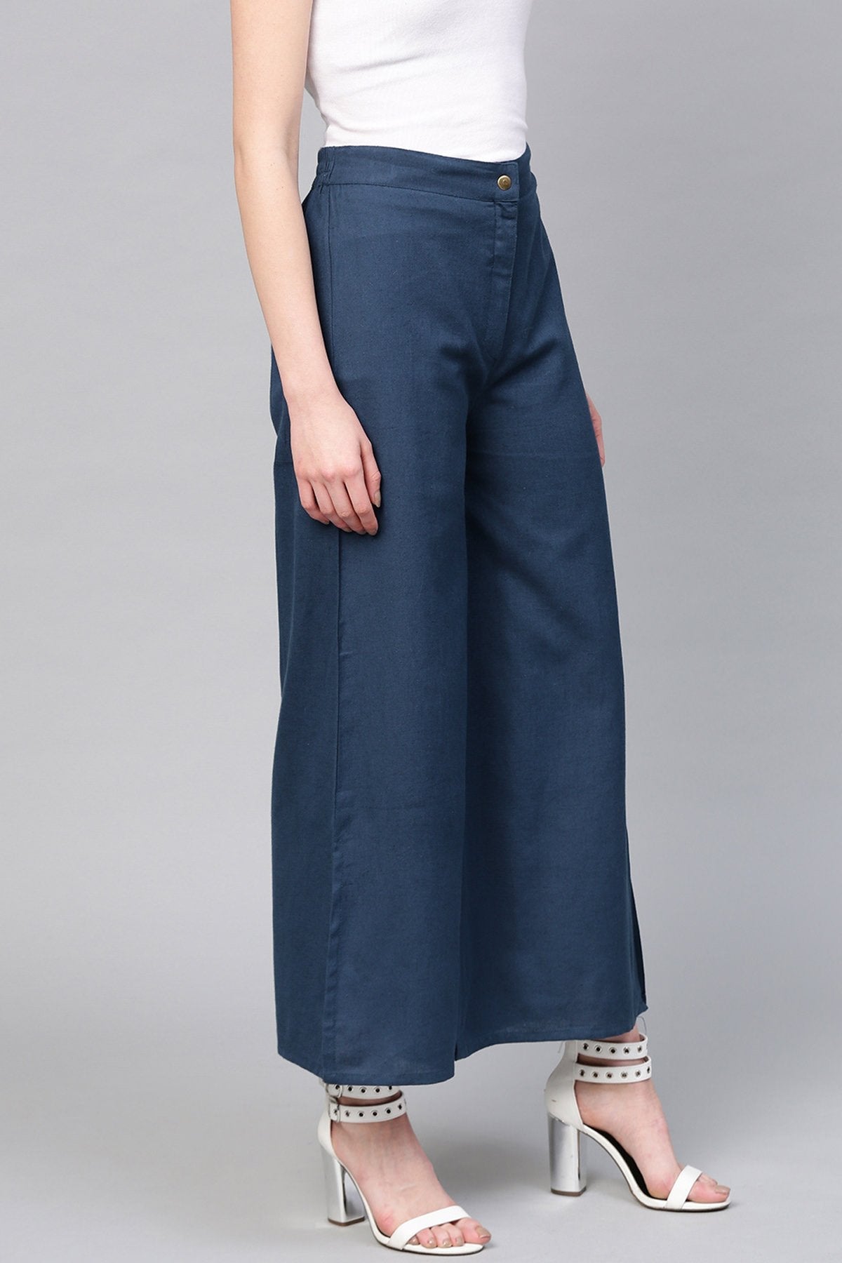 Women's Indigo Side Slit Flared Pants
