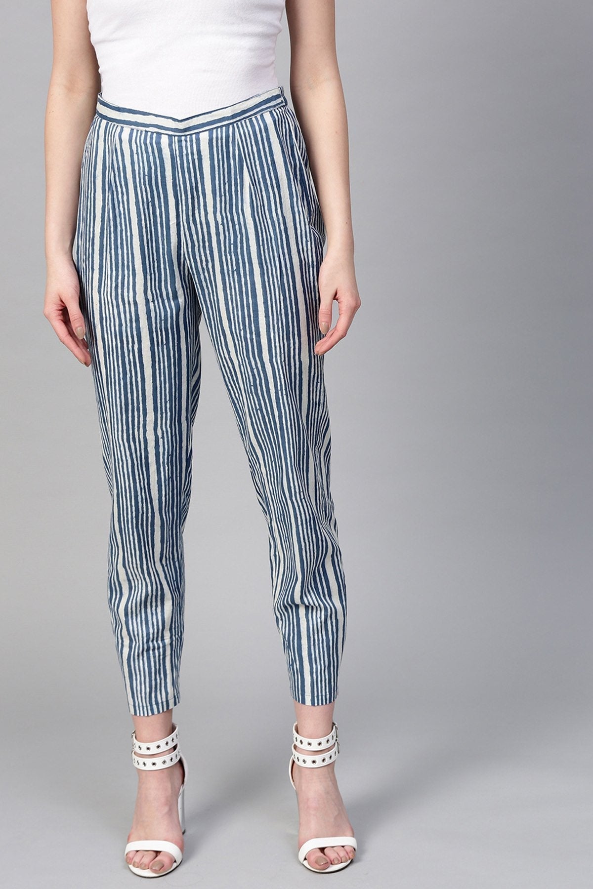 Women's Indigo Stripe Pencil Pants