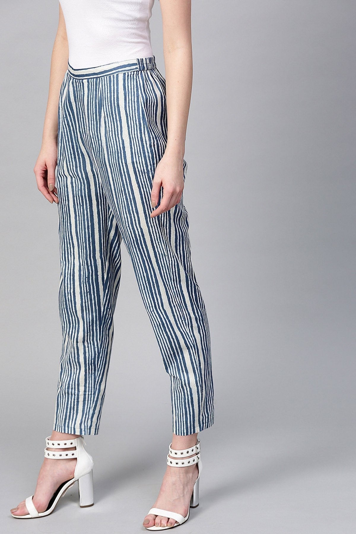 Women's Indigo Stripe Pencil Pants