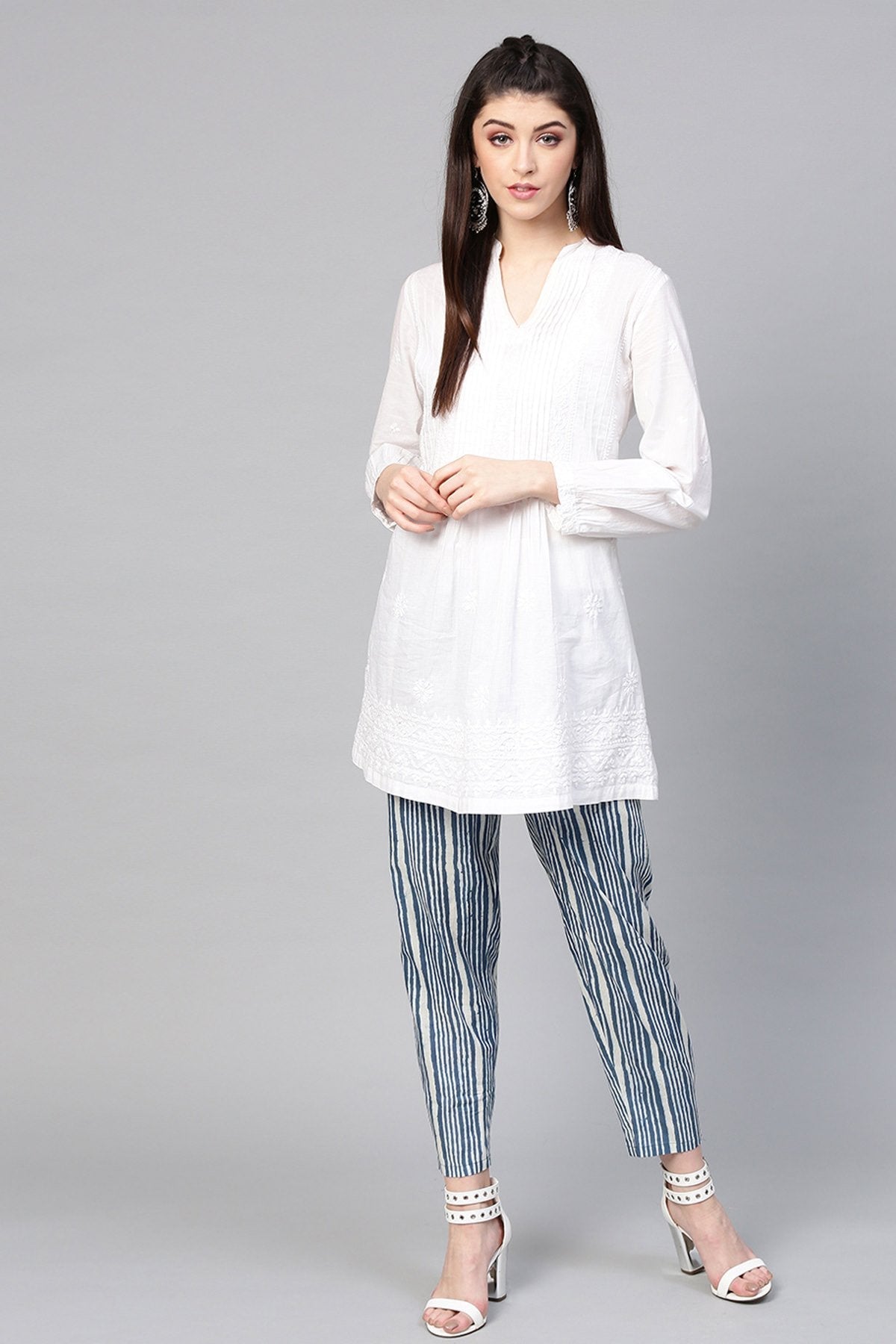 Women's Indigo Stripe Pencil Pants
