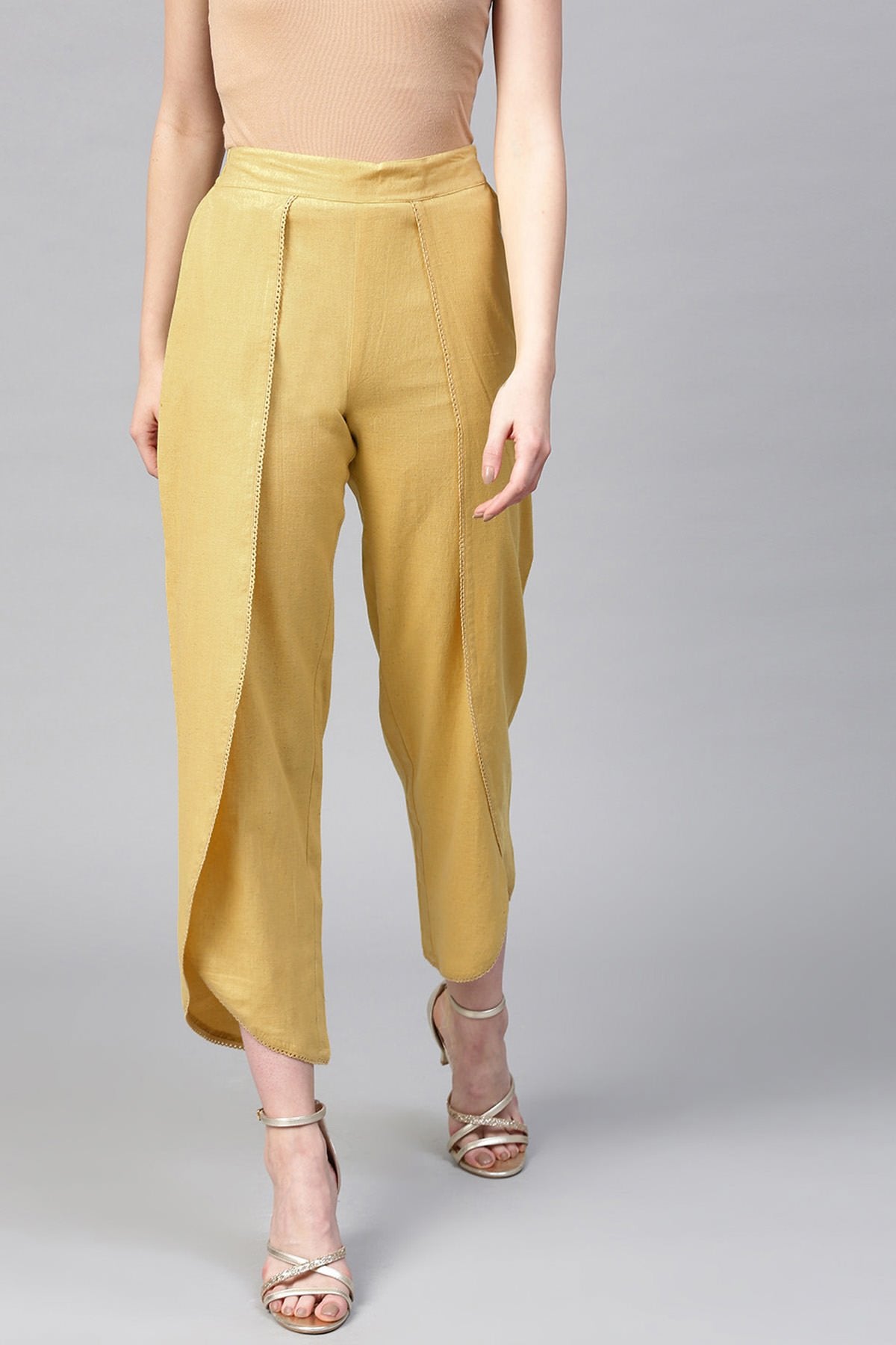 Women's Pale Yellow Dhoti Pants
