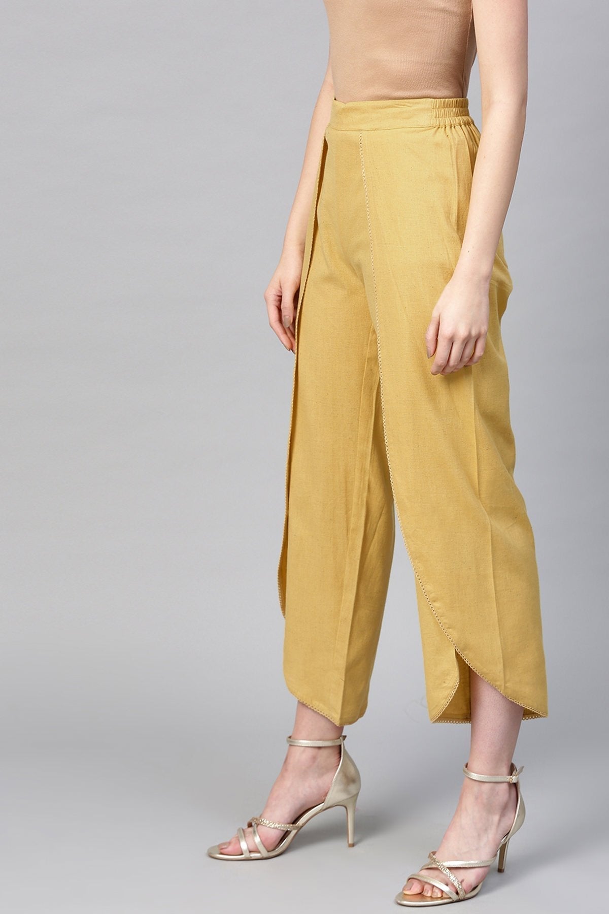 Women's Pale Yellow Dhoti Pants