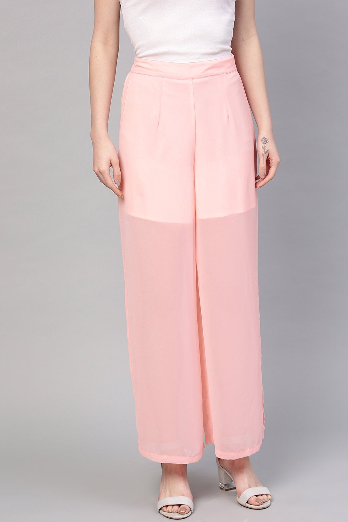 Women's Pink Side Slit Pants