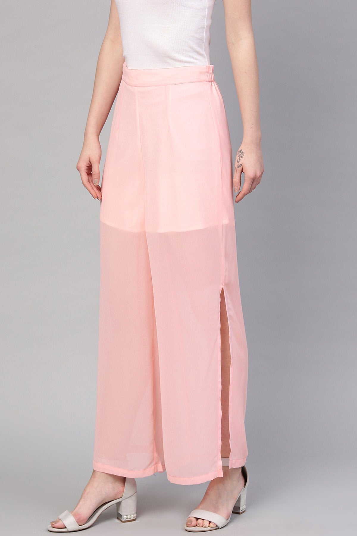 Women's Pink Side Slit Pants