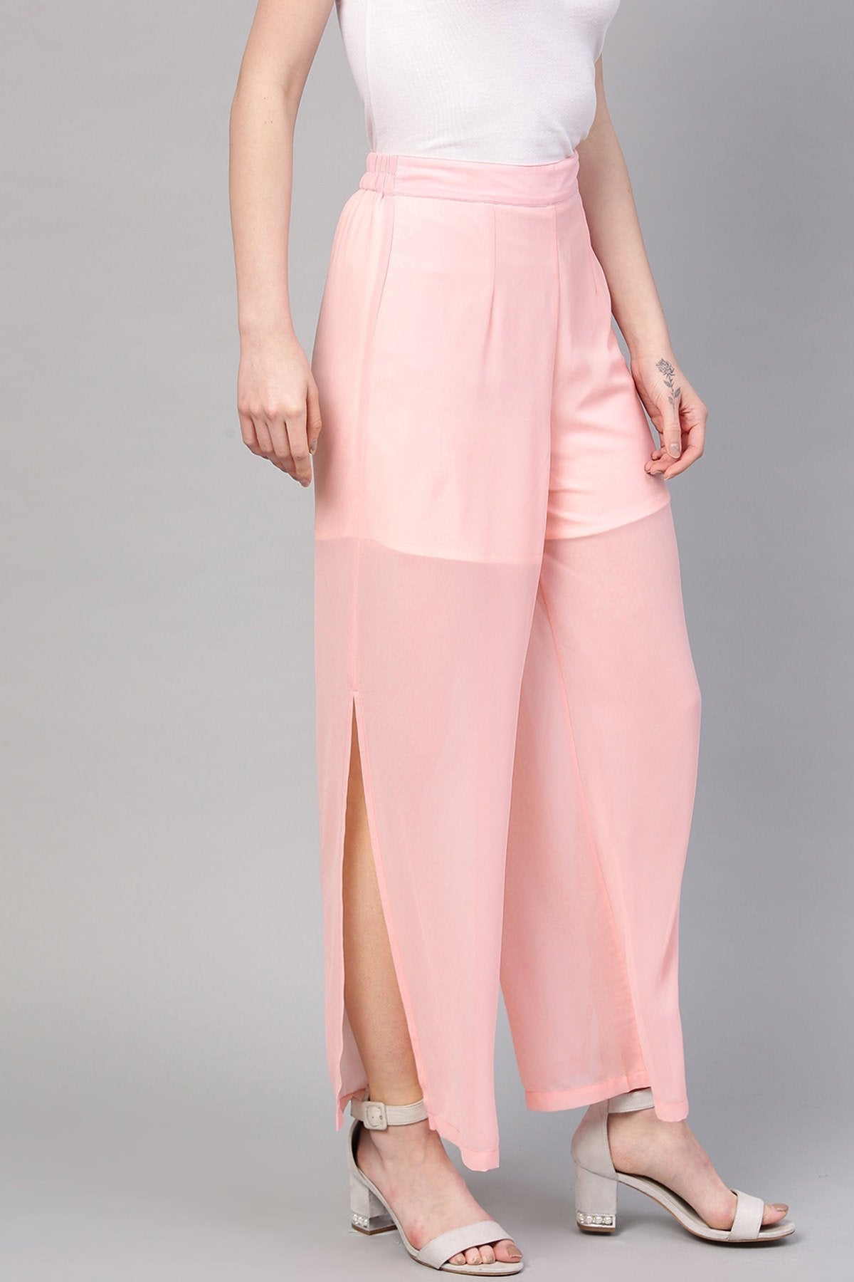 Women's Pink Side Slit Pants