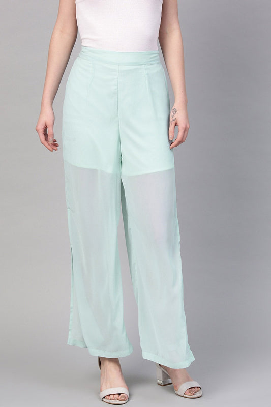 Women's Aqua Side Slit Pants
