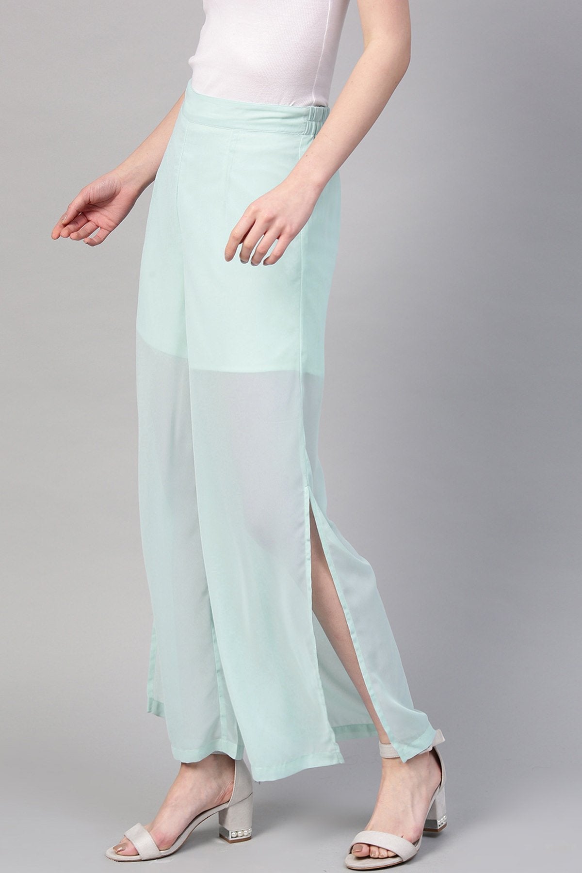 Women's Aqua Side Slit Pants