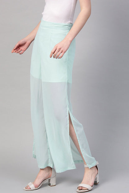 Women's Aqua Side Slit Pants