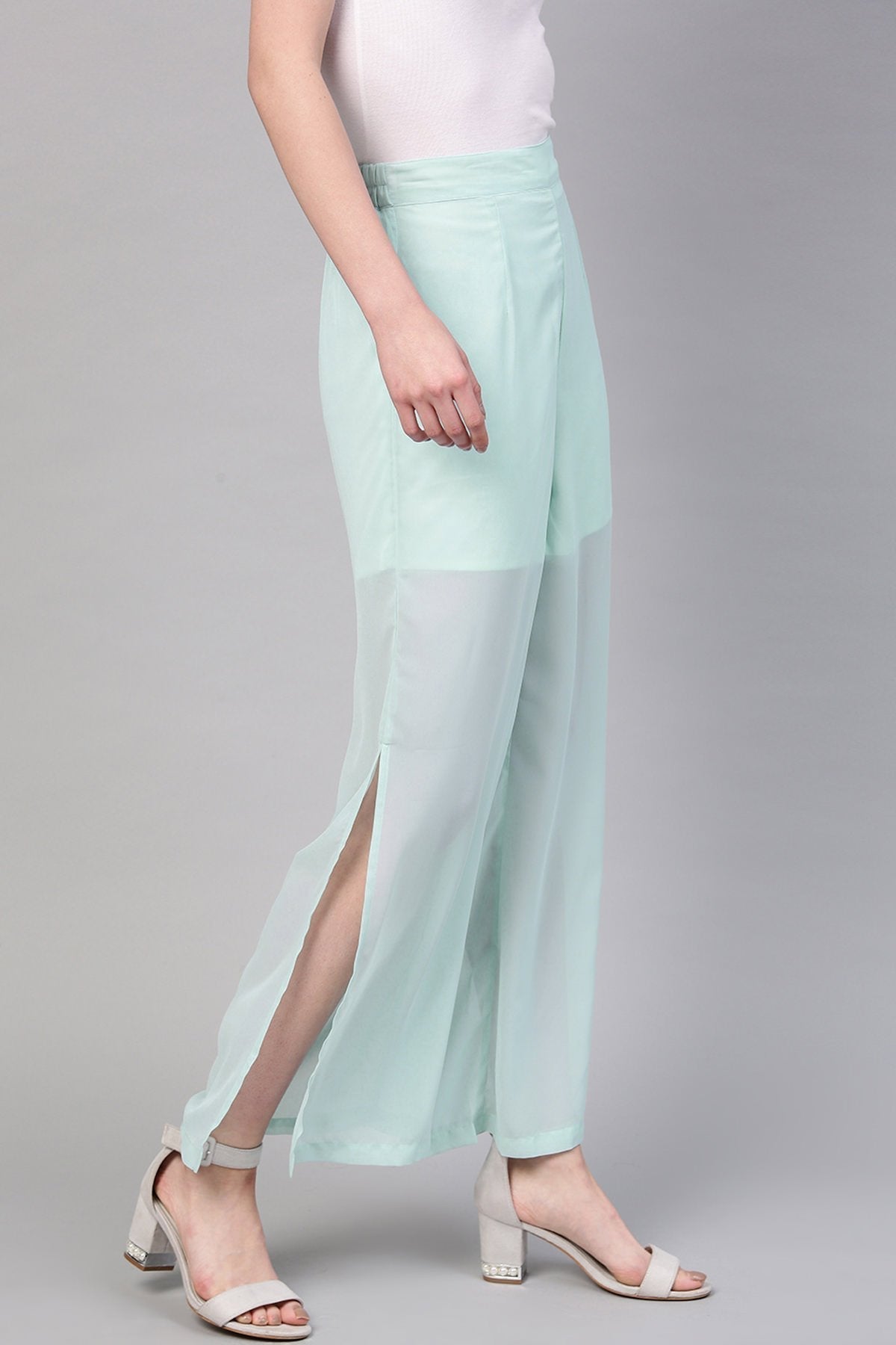 Women's Aqua Side Slit Pants