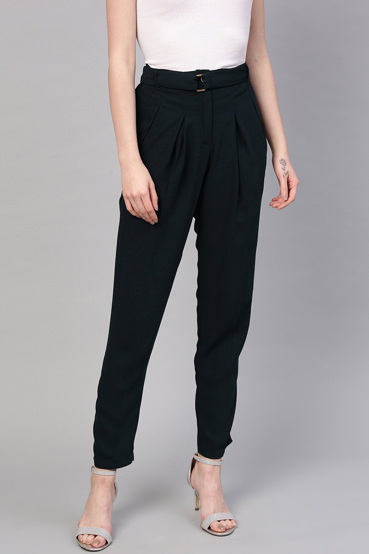 Women's Navy Tapered Pants