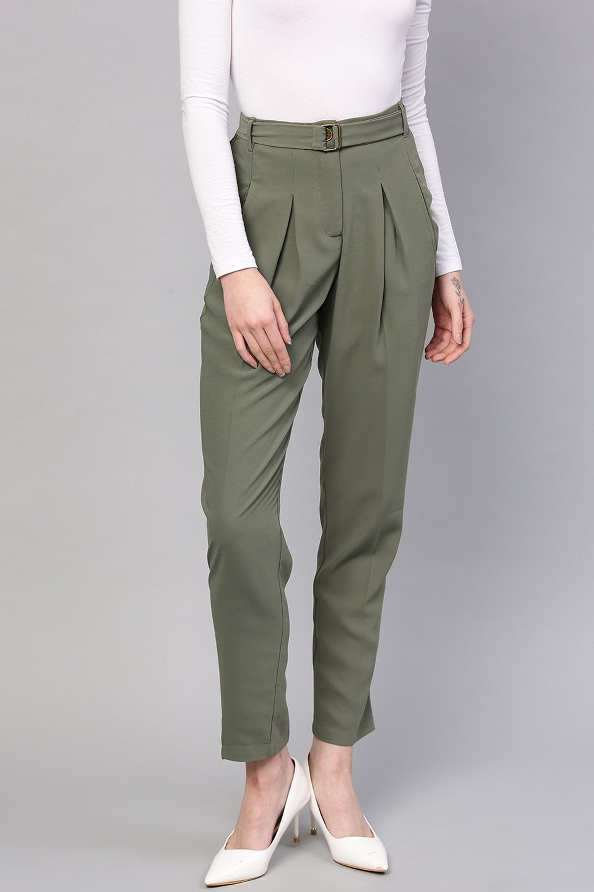 Women's Olive Tapered Pants