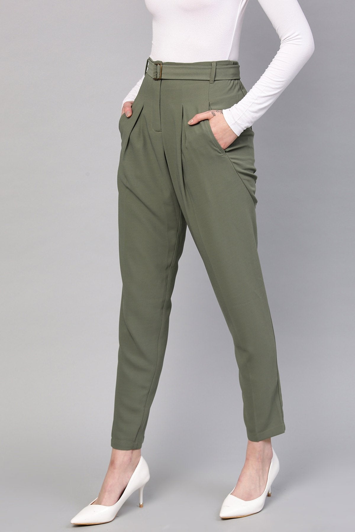 Women's Olive Tapered Pants