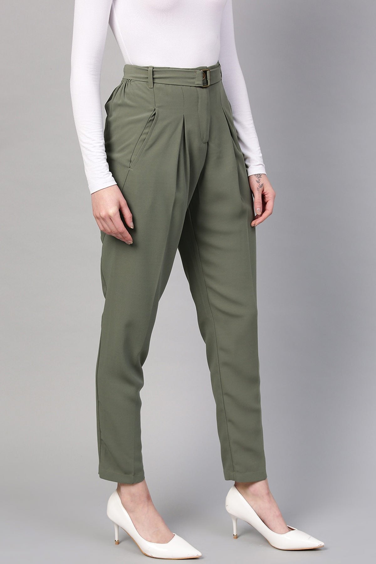 Women's Olive Tapered Pants