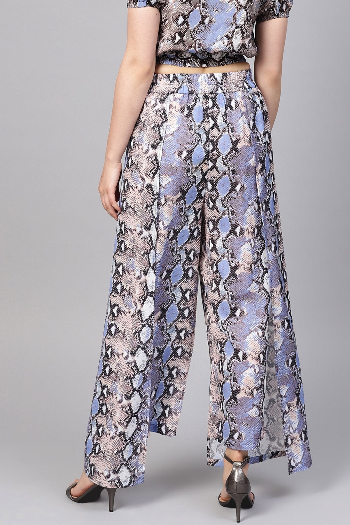 Women's Blue Python Palazzo Pants