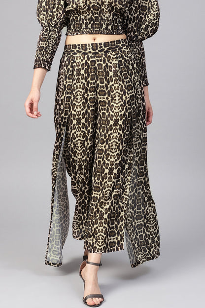 Women's Black Cheetah Palazzo Pants