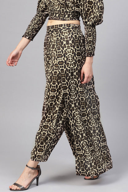 Women's Black Cheetah Palazzo Pants